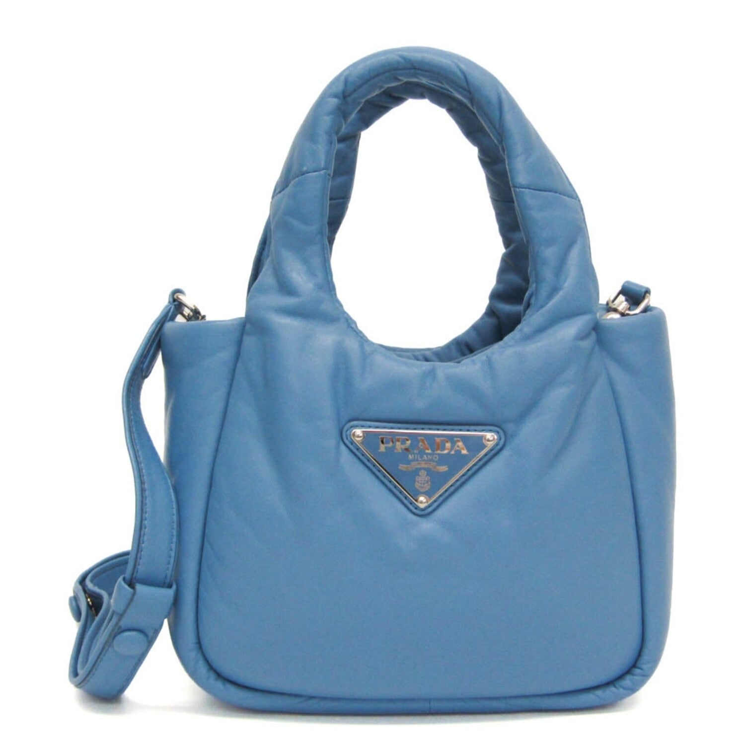 Prada // Padded Nappa Leather Shoulder Bag // Blue // Pre-Owned