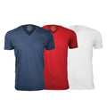 Semi-Fitted V Neck T-Shirt // Navy + Red + White // Pack of 3
