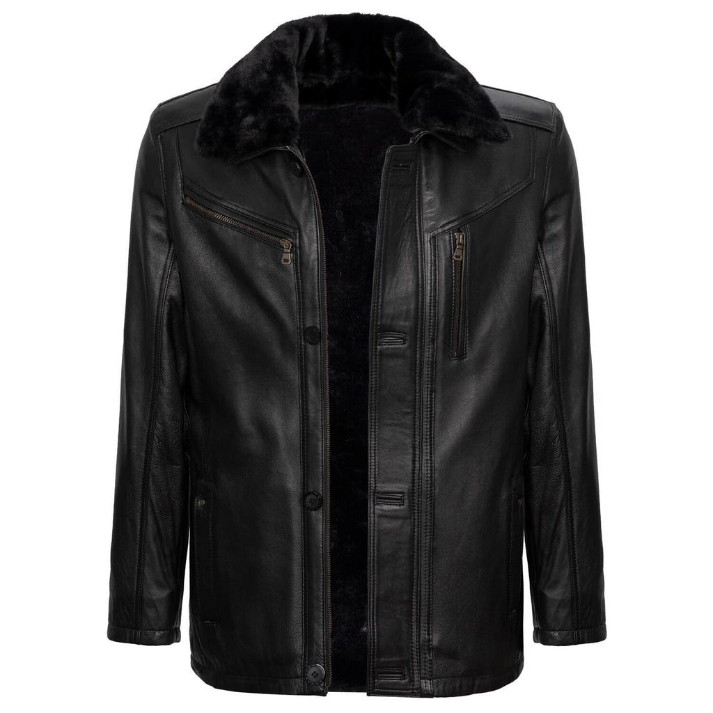 Button Up Plush Collar Jacket // Black