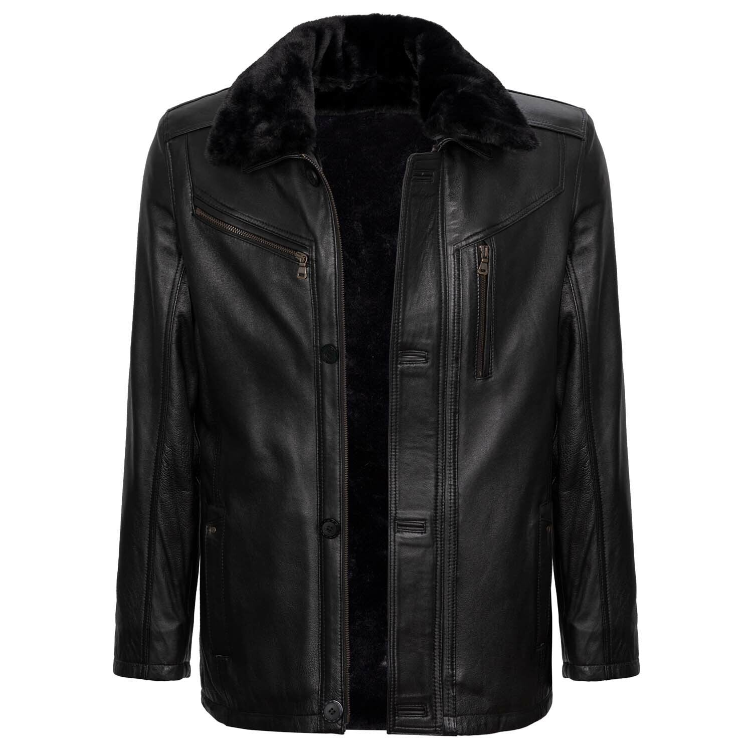 Button Up Plush Collar Jacket // Black
