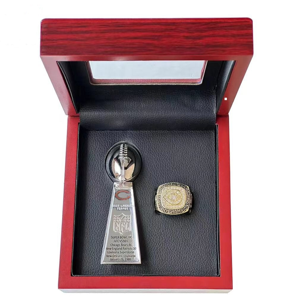 1985 Chicago Bears Championship Ring & Trophy Set– Gold or Silver Replica