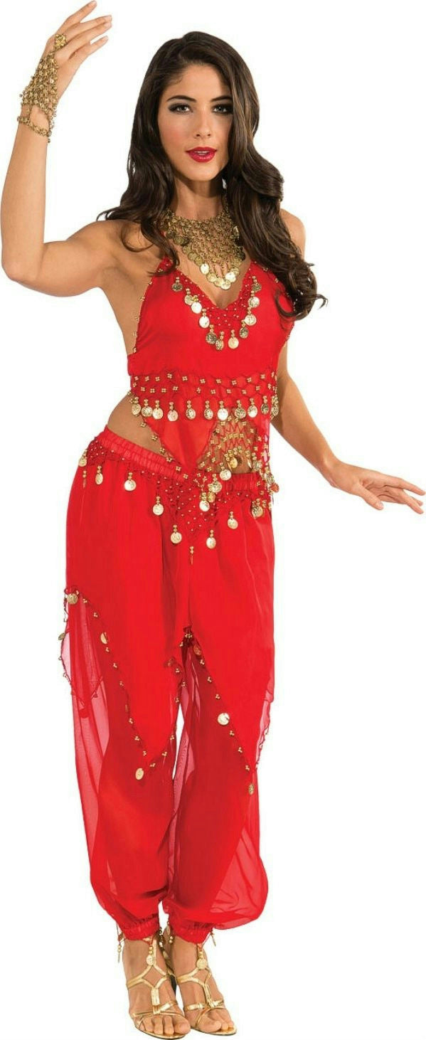 Deluxe Embellished Red Belly Dancer Adult Harem Girl Costume Small 6-10