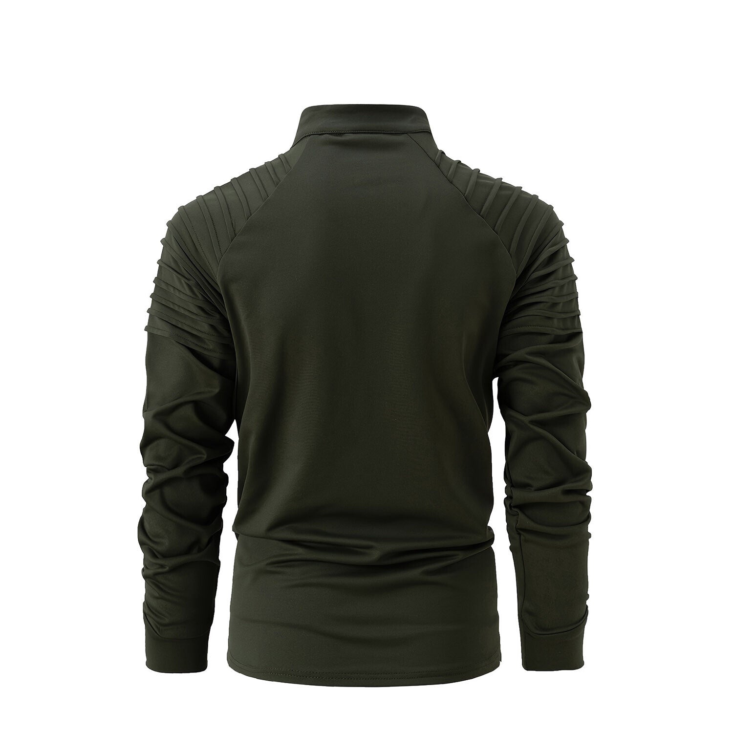 Quarter-Zip Long Sleeve Shoulder Ribbed Shirt // Army Green