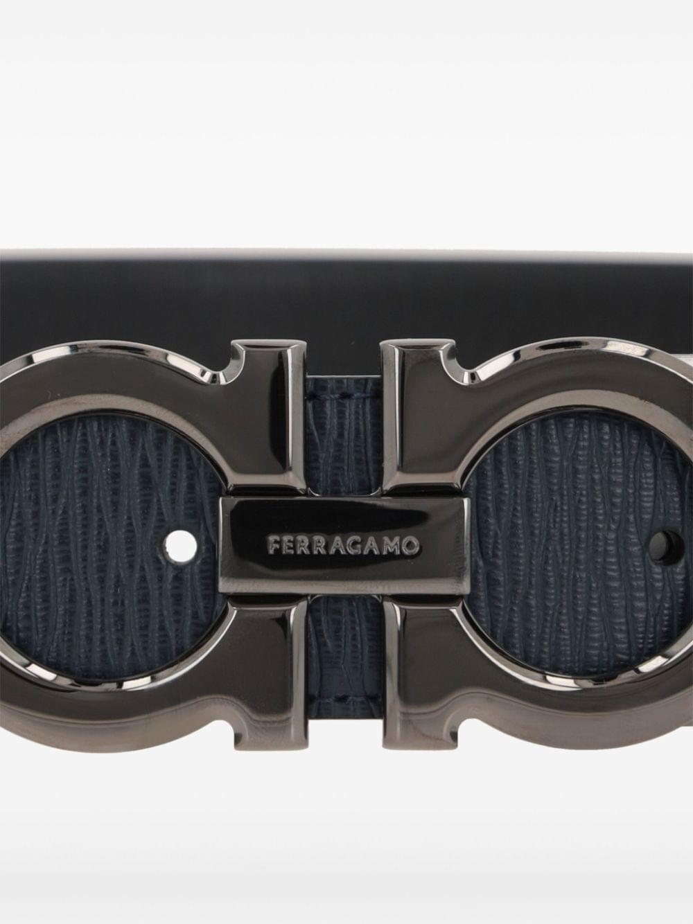 Ferragamo Men Semi-Matt Grained Leather Reversible Gancini Belt