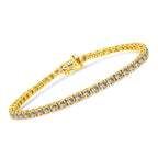 14K Yellow Gold Plated .925 Sterling Silver 8.0 Cttw Diamond Classic Link Tennis Bracelet (K-L Color, I2-I3 Clarity) - 7-1/4"