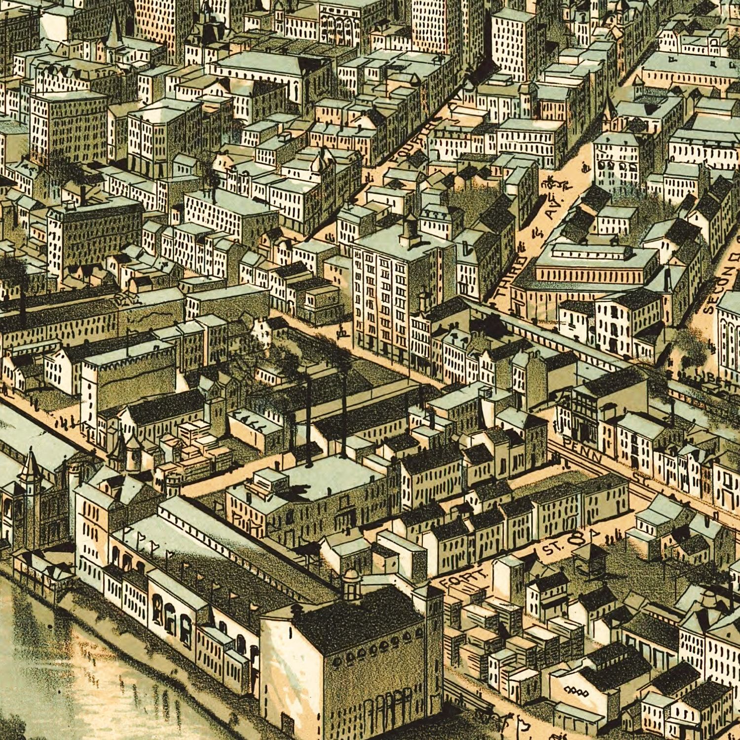 Vintage Map of Pittsburgh, Pennsylvania 1902