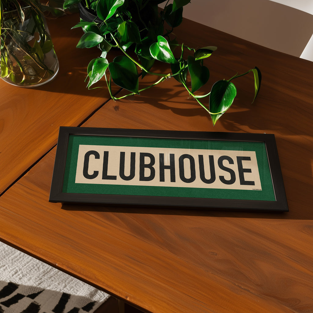 Framed Clubhouse Golf Art Scroll Sign
