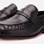 The Aurelio Black Python & Baby Buffalo Leather Penny Loafer