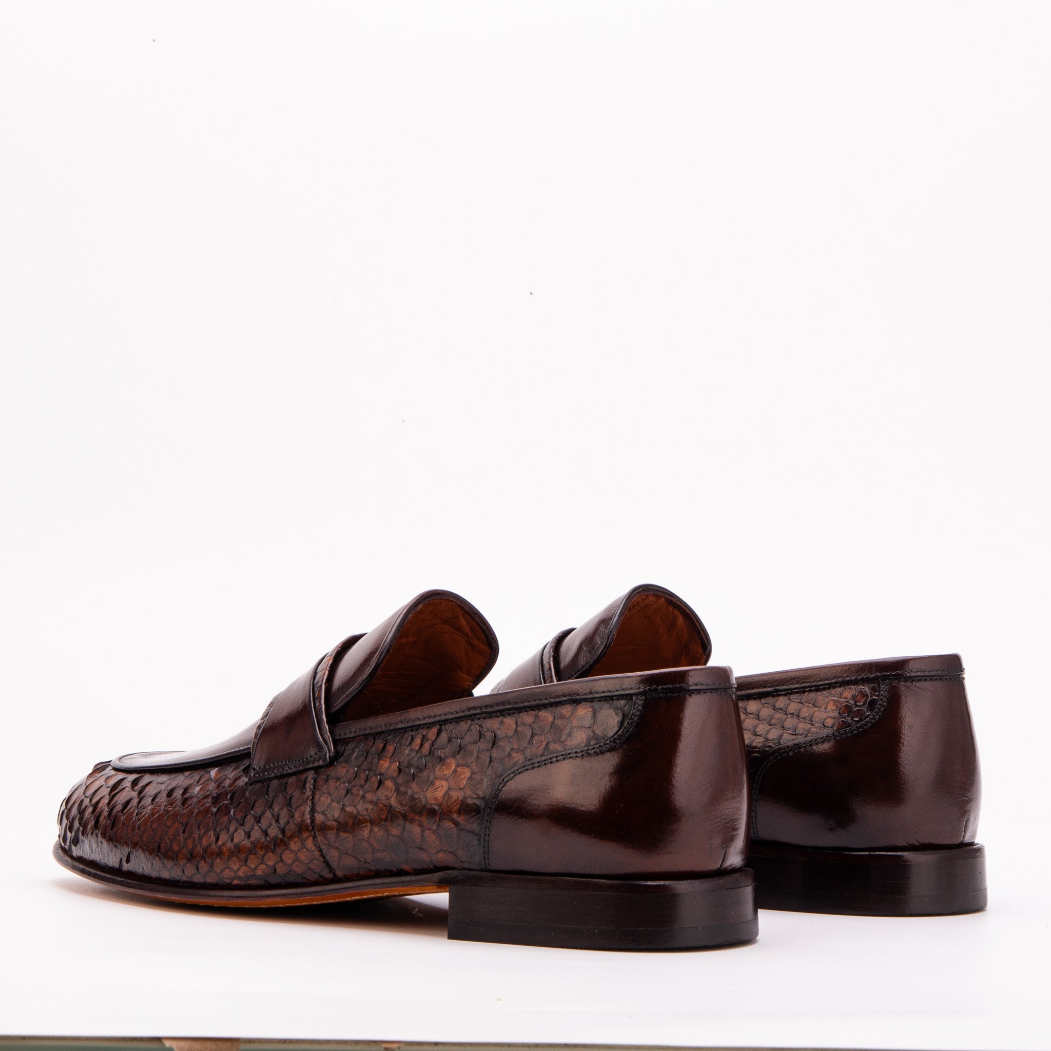 The Aurelio Brown Python & Baby Buffalo Leather Penny Loafer