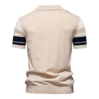 Vertical Asimetric Striped Polo Shirt // Apricot
