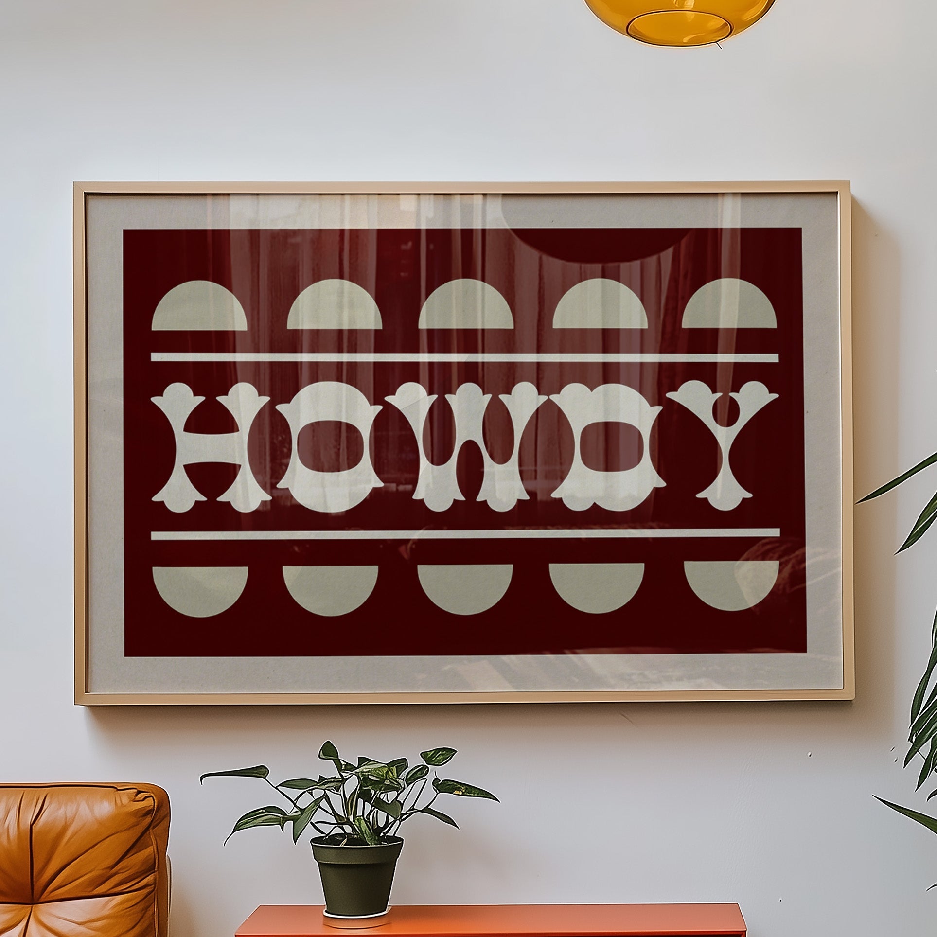 Howdy Maroon Typography Art Poster Print