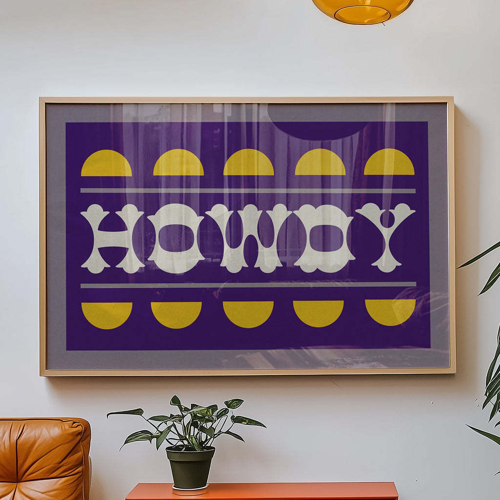 Purple and Gold Howdy Home Decor Art Print