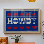 Blue and Red Howdy Home Decor Art Print