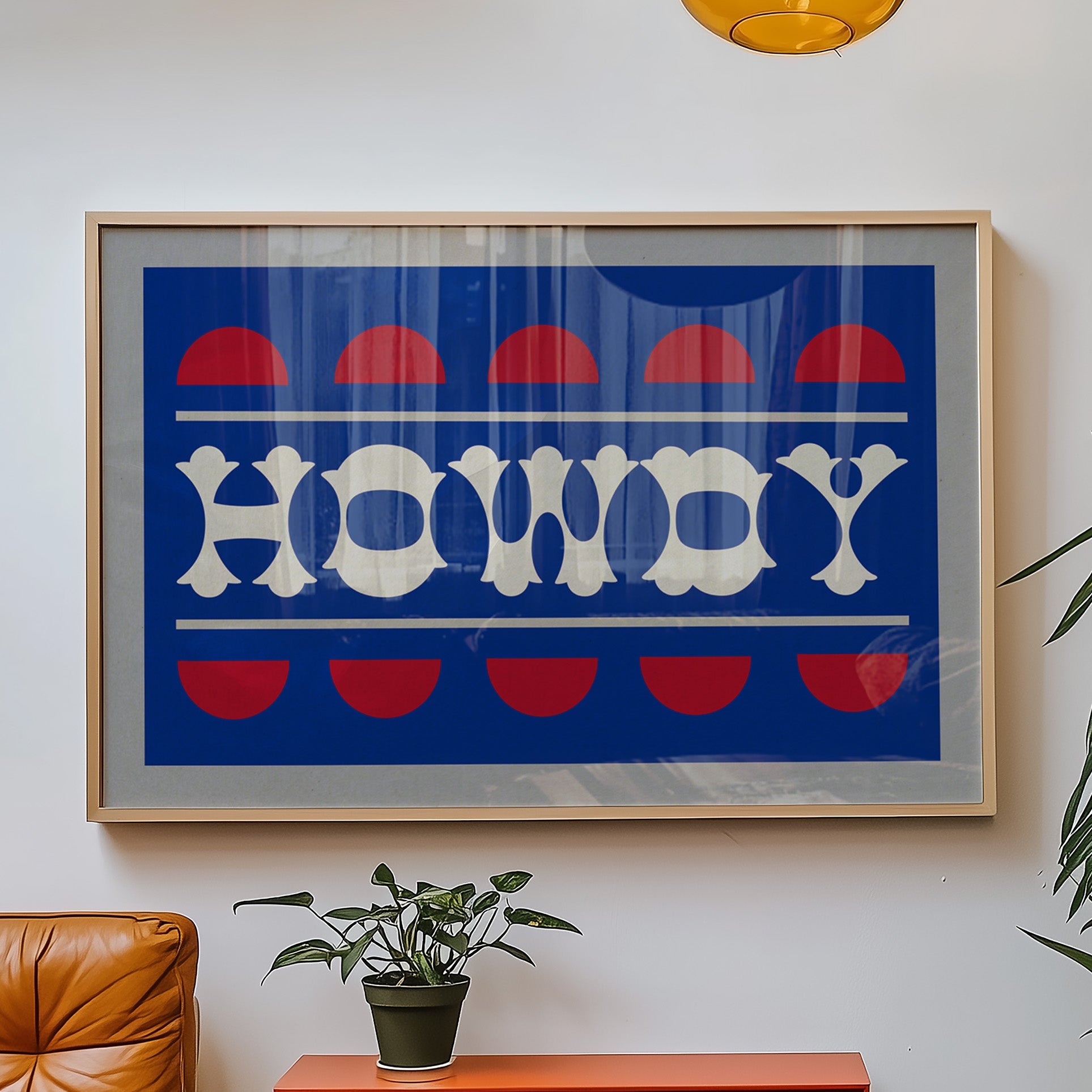 Blue and Red Howdy Home Decor Art Print