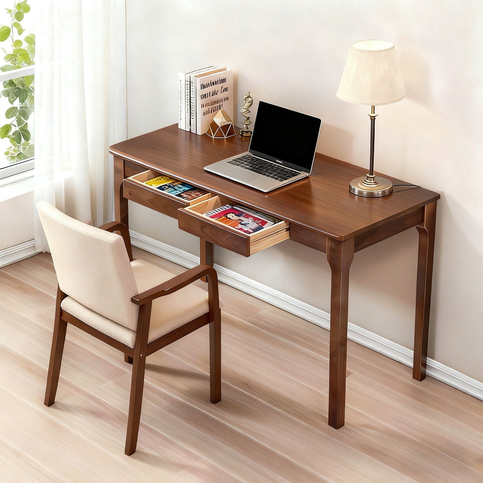 Desk With Drawers - Walnut