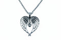 SK2370 Winged Heart Pendant Stainless Steel With 24" Necklace