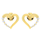 14K Yellow Gold 1/8 Cttw Diamond Journey Heart Hoop Earrings (K-L Color, I1-I2 Clarity)
