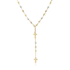 14k Tri-Color Gold Rosary Chain Necklace