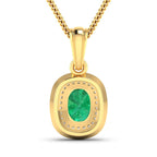 1.50 Carat Genuine Zambian Emerald and White Diamond 14K Yellow Gold Pendant