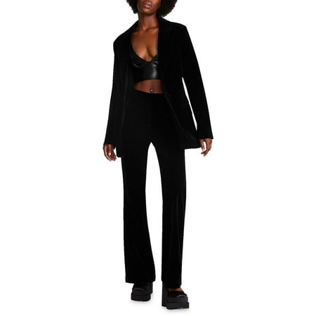 Steve Madden Womens Harlow Velvet Flare High-Waist Pants