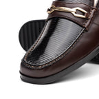 Ravello // Lizard Ring Leather Loafers // Brown