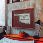 Welcome To Oklahoma Vintage Crimson Road Sign Art Print