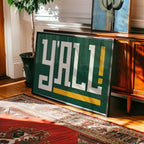 Y'all Typography Green and Gold Wall Art Print Poster Decor