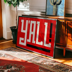 Y'all Typography Red and White Wall Art Print Poster Decor