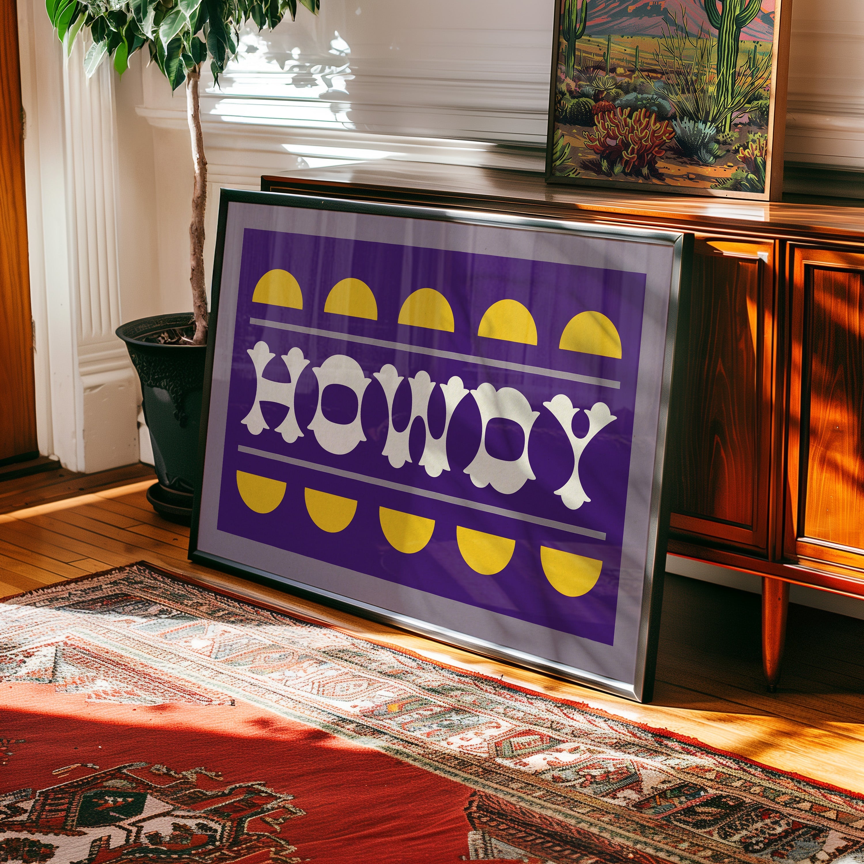 Purple and Gold Howdy Home Decor Art Print