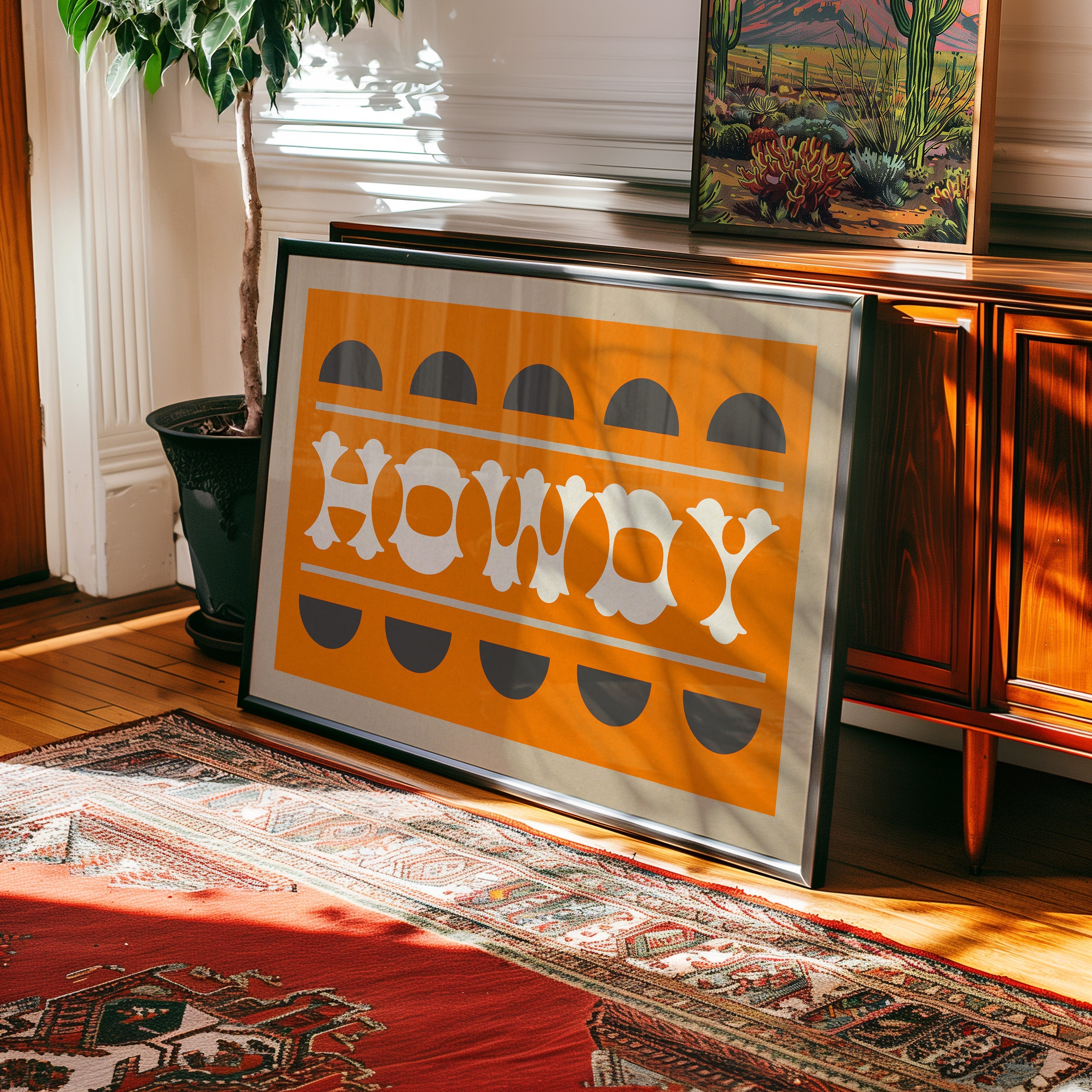 Orange and Smoky Gray Howdy Home Decor Art Print