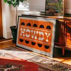 Orange and Black Howdy Home Decor Art Print