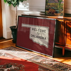 Welcome To Oklahoma Vintage Crimson Road Sign Art Print