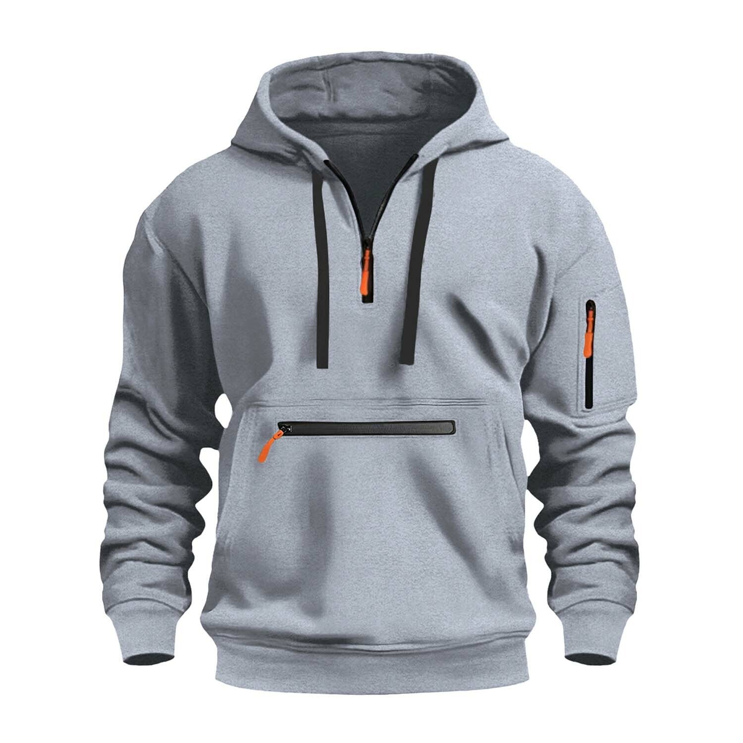 Quarter-Zip Utility Hoodie // Light Grey