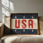 USA Patriotic Typography Art Print