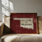 Welcome To Oklahoma Vintage Crimson Road Sign Art Print