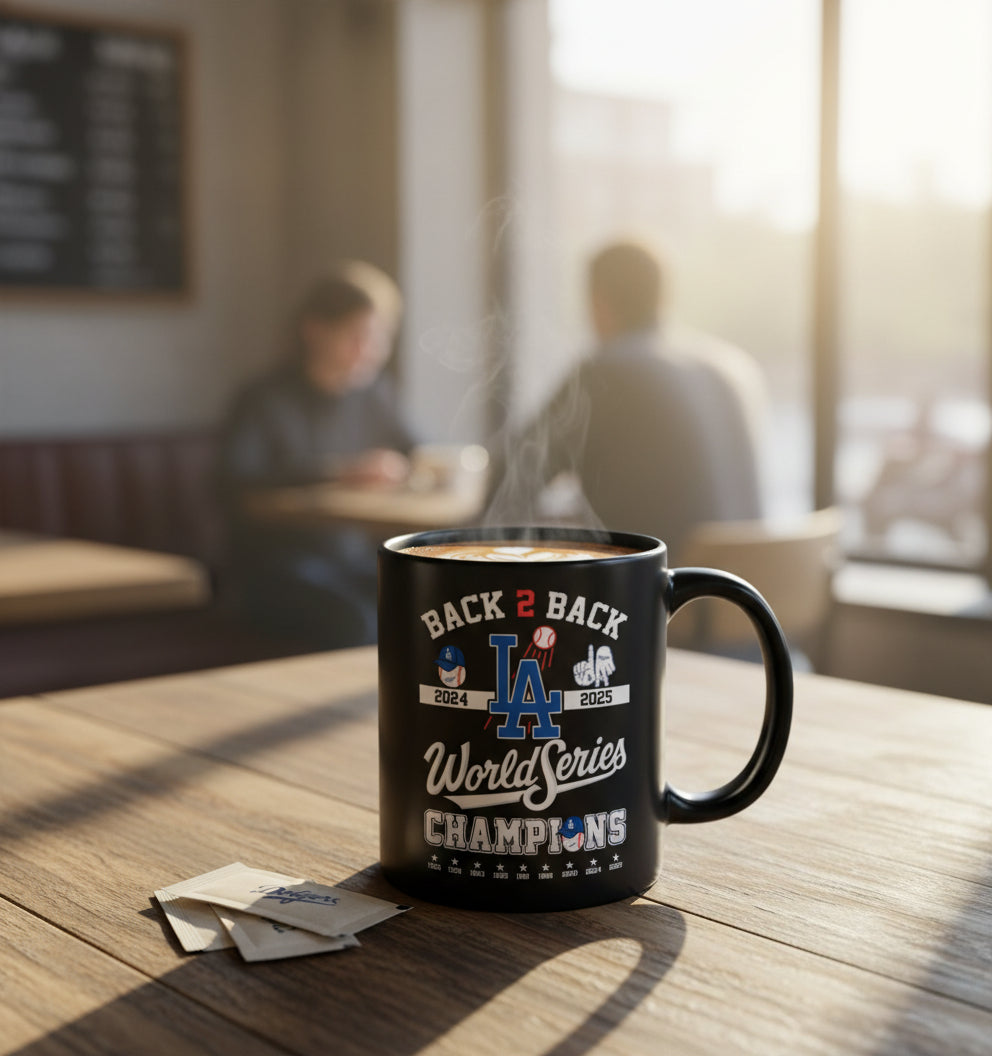 Los Angeles Dodgers Back-to-Back Champions Mug – World Series Ceramic Coffee Cup, Fan Collectible Gift