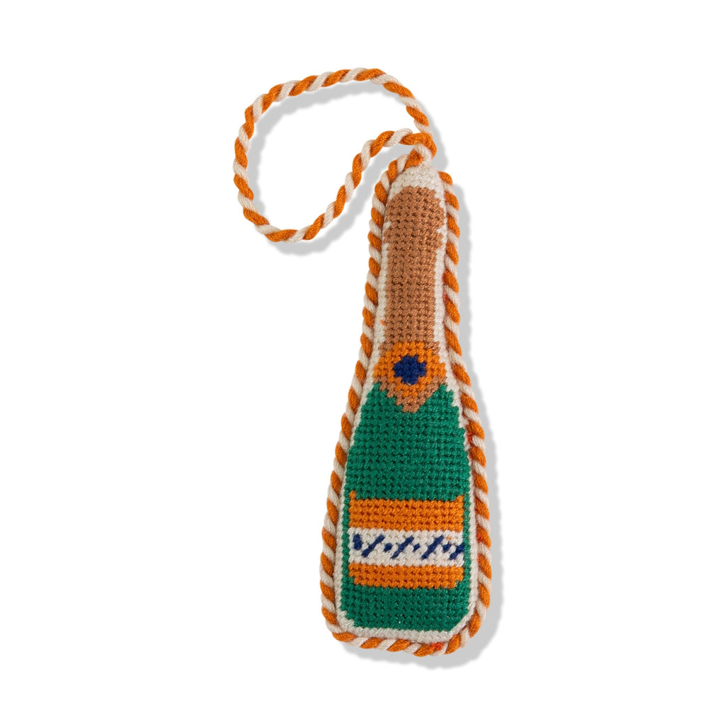 Needlepoint Icon Ornament - Champagne Bottle