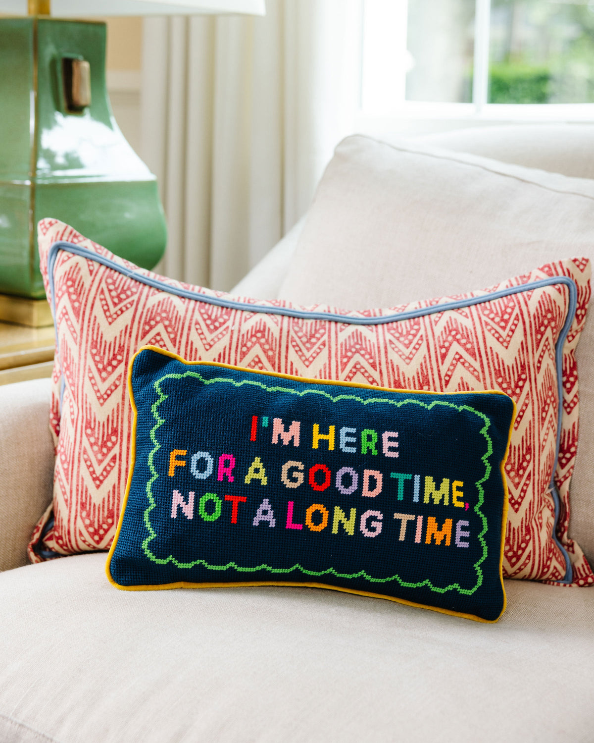 Good Time Needlepoint Pillow