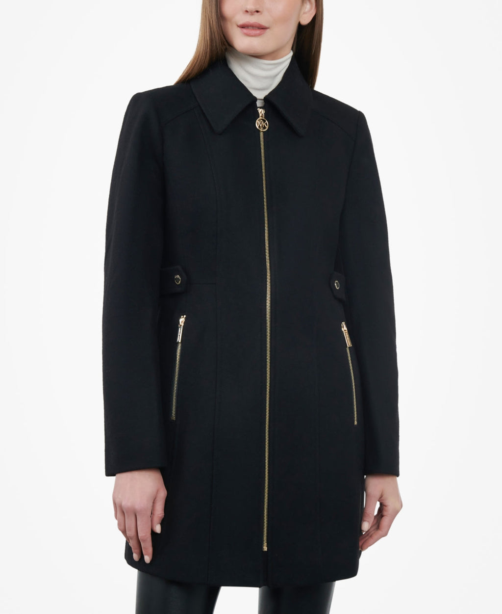 Michael Michael Kors Women's Petite Club-Collar Zip-Front Coat