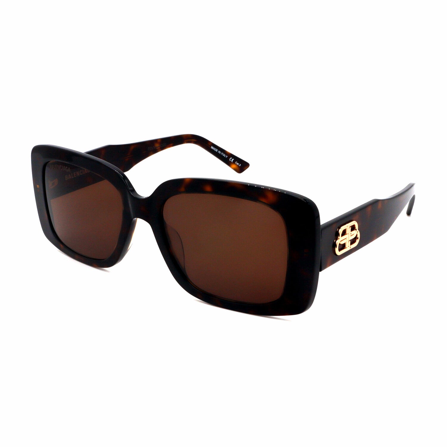 Balenciaga // Women's BB0048S 002 Square Sunglasses // Havana + Havana Brown