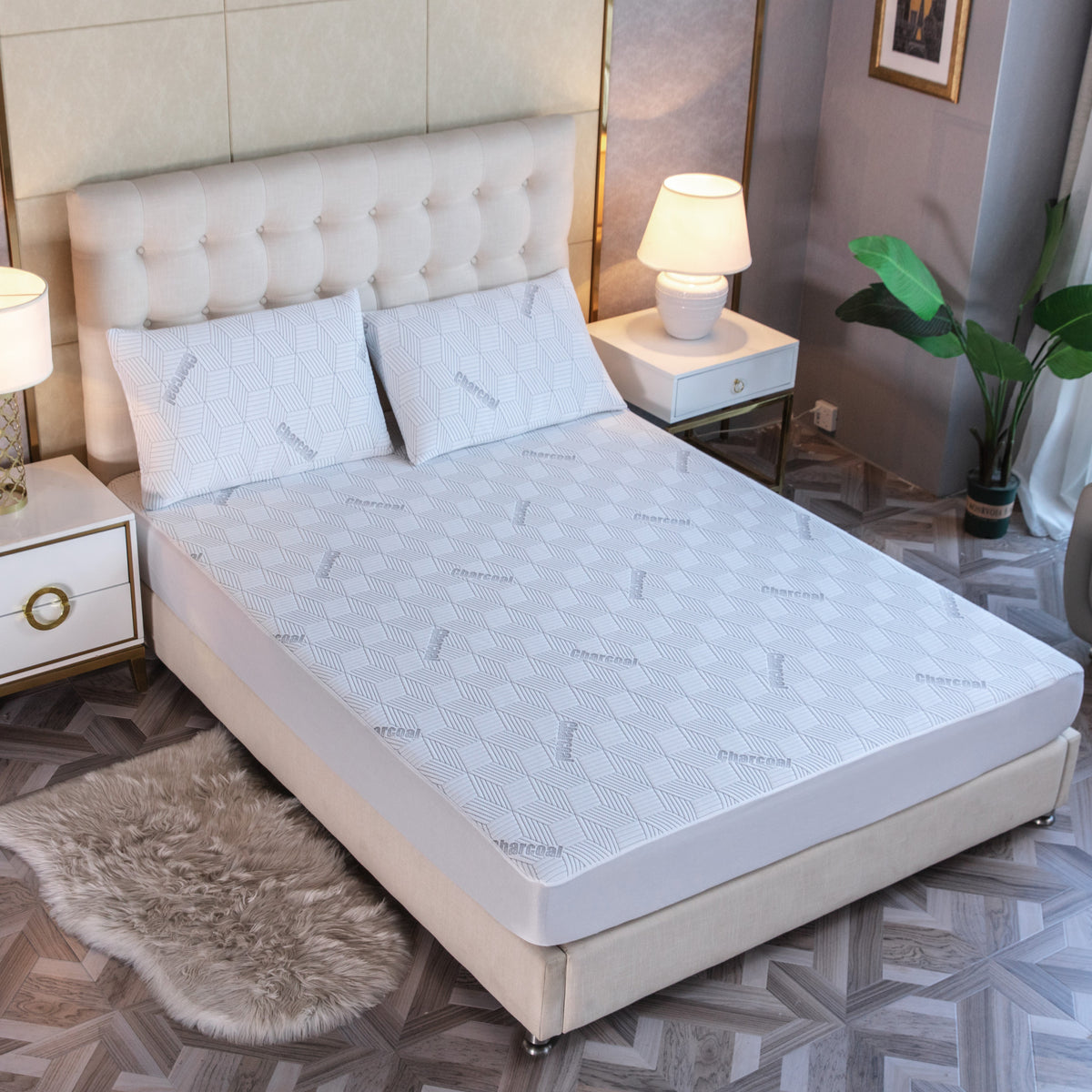 Bibb Home Bamboo Charcoal Infused Waterproof Mattress Pad