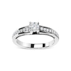 14K White Gold 1/2 Cttw Diamond Solitaire Pave Set Engagement Ring (G-H Color, VS2-SI1 Clarity) - Size 7