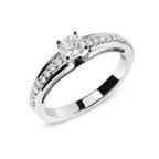 14K White Gold 1/2 Cttw Diamond Solitaire Pave Set Engagement Ring (G-H Color, VS2-SI1 Clarity) - Size 7