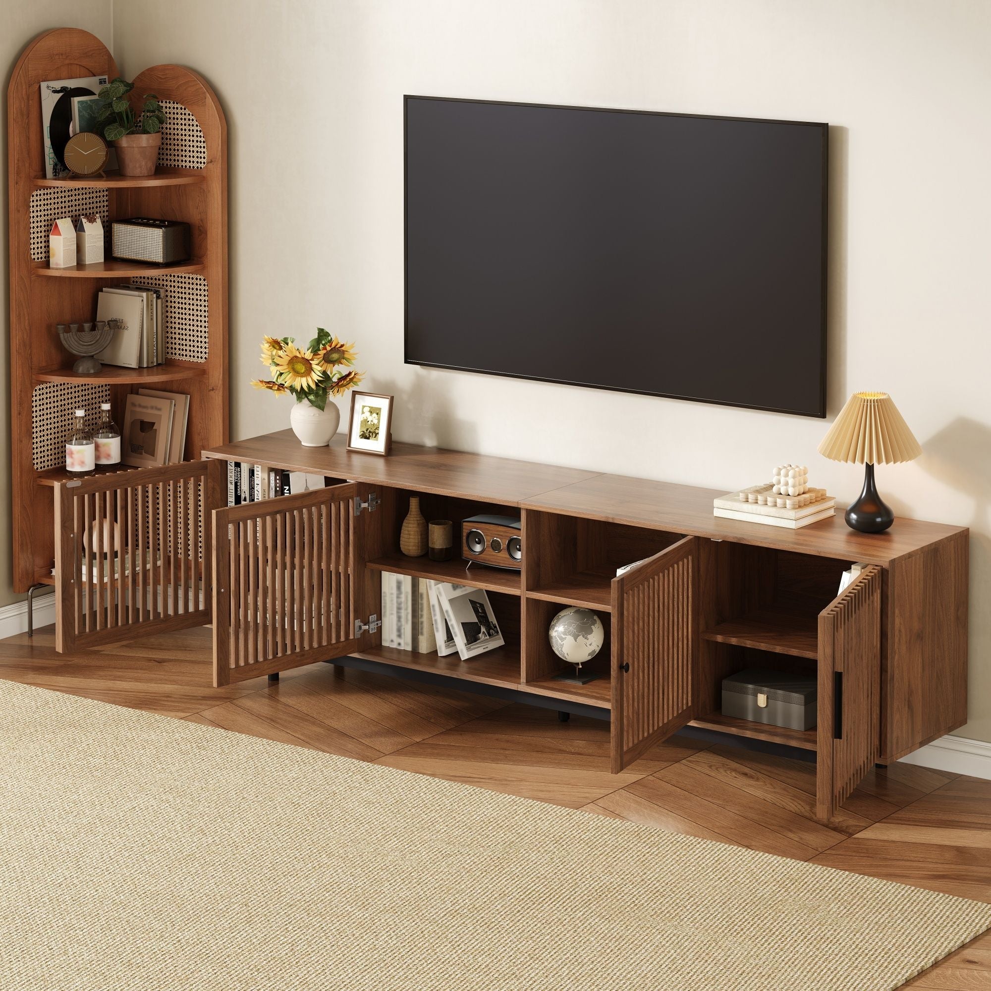 TV Stand For TVs, With Closed Storage - Walnut