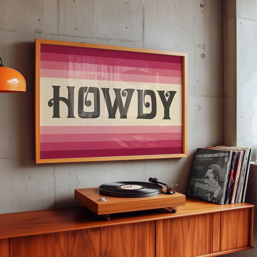 Howdy Art Print Poster Monochromatic Ombre Pink Print