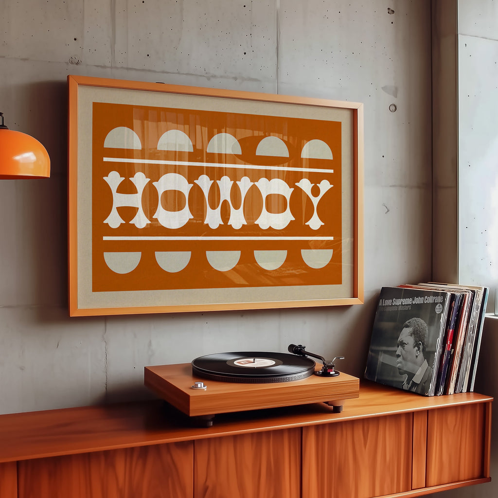 Orange and White Howdy Home Decor Art Print