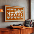 Orange and White Howdy Home Decor Art Print