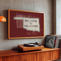 Welcome To Oklahoma Vintage Crimson Road Sign Art Print