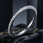925 Sterling Silver Platinum Plated CZ Pavé Setting Ring Size 5.0 for Women