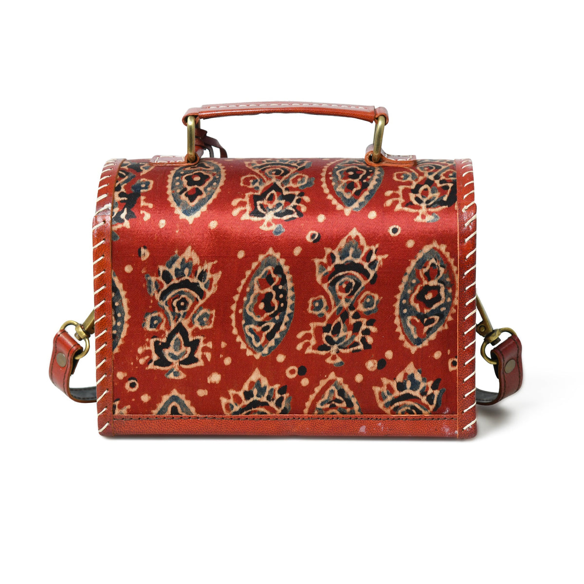 Maroon Mystique Ajrakh Satchel Purse